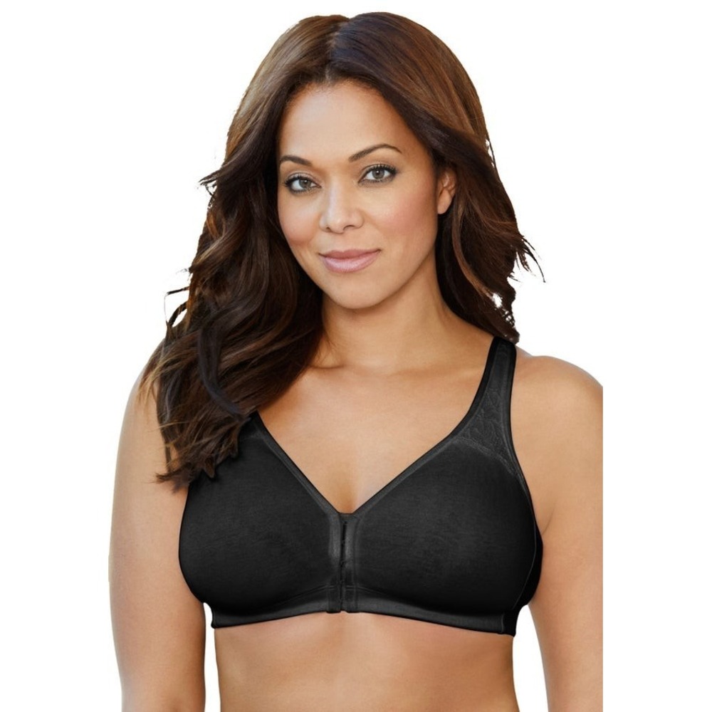 Catherines Intimates 44C Black No-Wire Cotton Front-Close Bra Black (03985) NWT